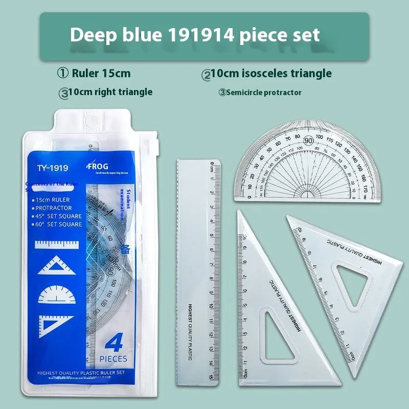 Youpai transparent acrylic drawing ruler set with square protractor geometry tools