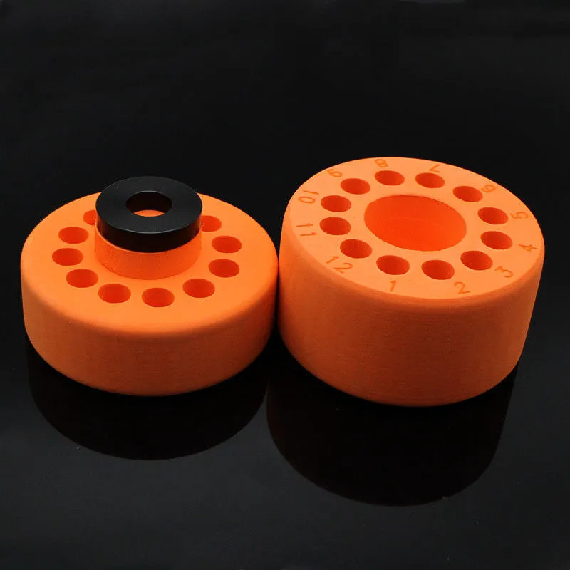 Orange and blue process cooling box for gradient freezing and freezer cell recovery.