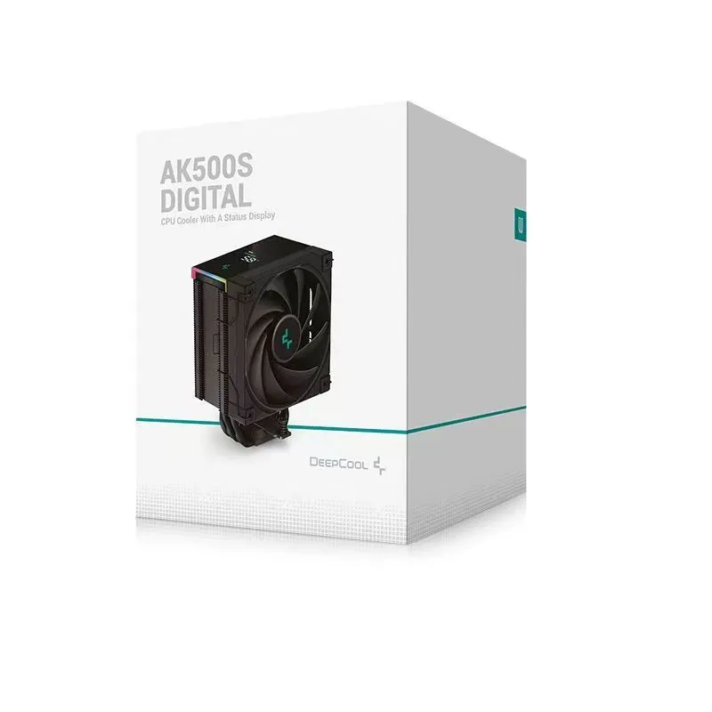 DeepCool AK Series black CPU tower air cooler with digital display and dual fans