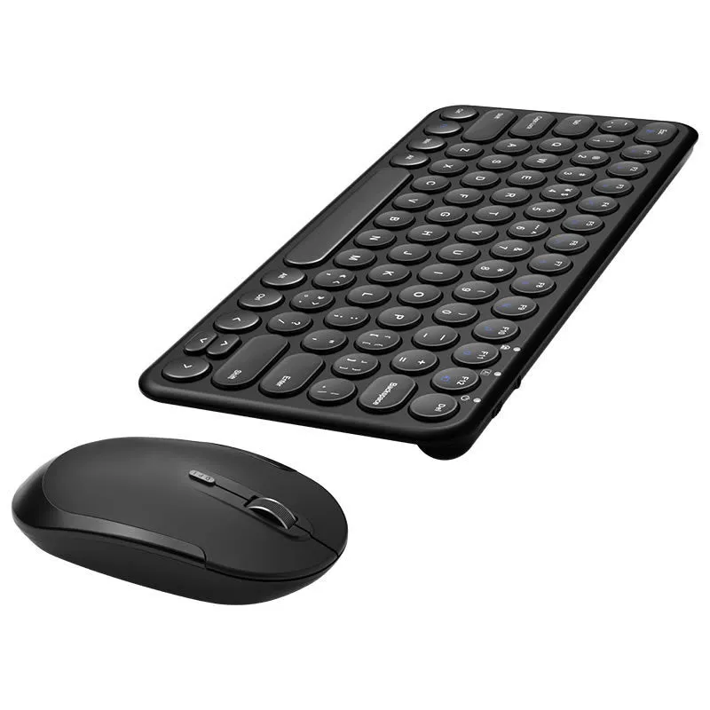 White ultra-thin wireless keyboard and mouse set on a desk, showing USB receivers and keyboard film.