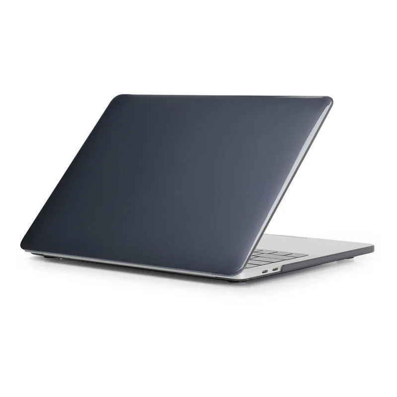 Black and transparent PC hard shell protective cases for Apple MacBook Pro 14-inch and 16-inch laptops.