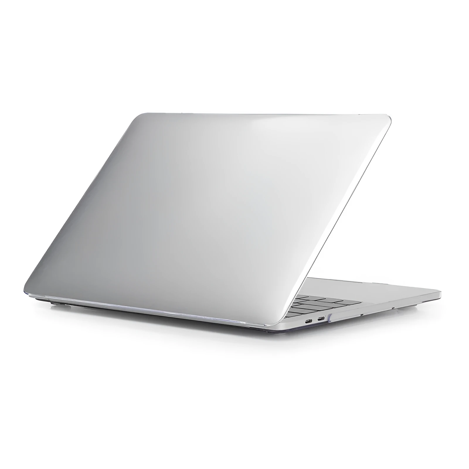 Black and transparent PC hard shell protective cases for Apple MacBook Pro 14-inch and 16-inch laptops.