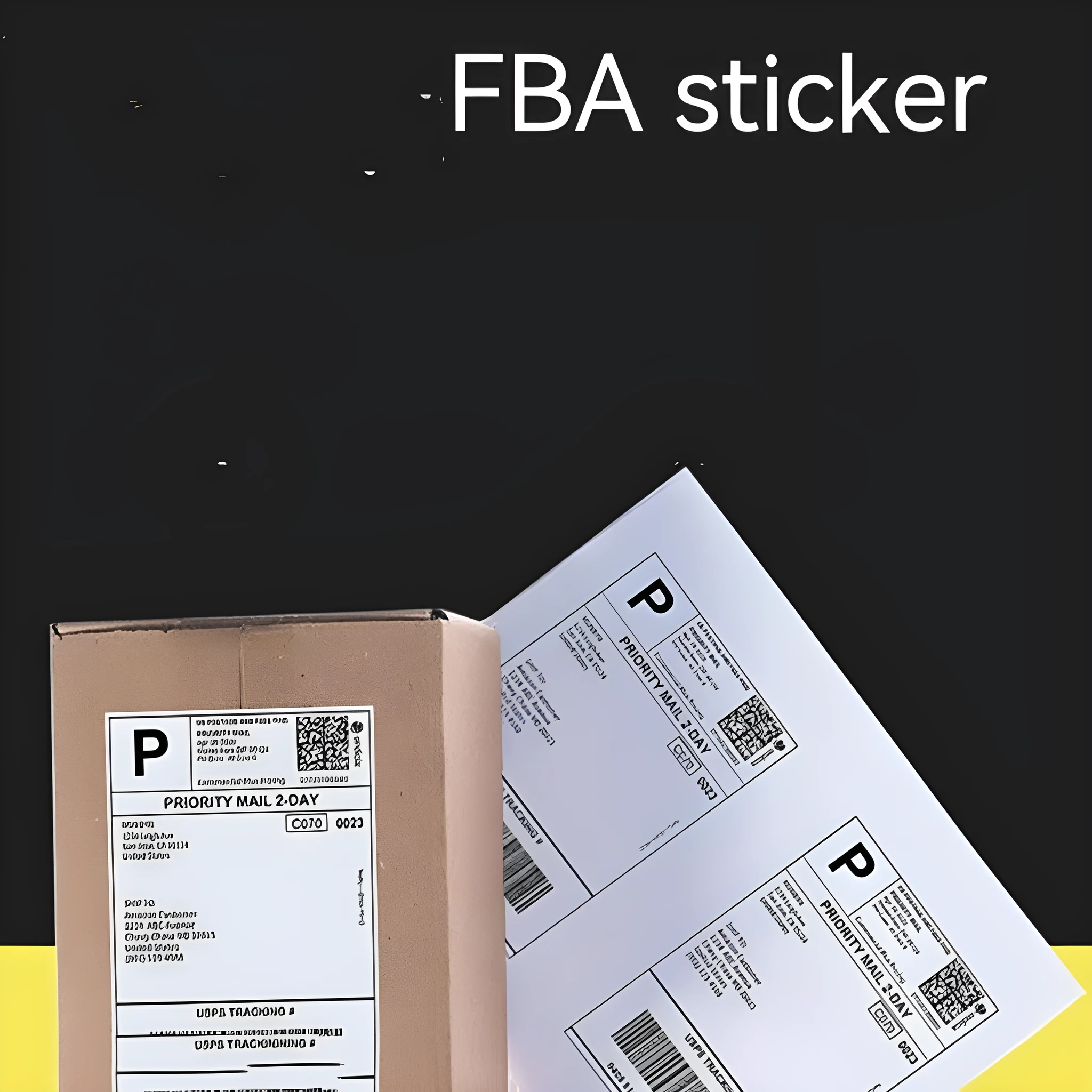 Pack of 100 A4 FBA label sheets showing multiple grid layout options for barcode printing.