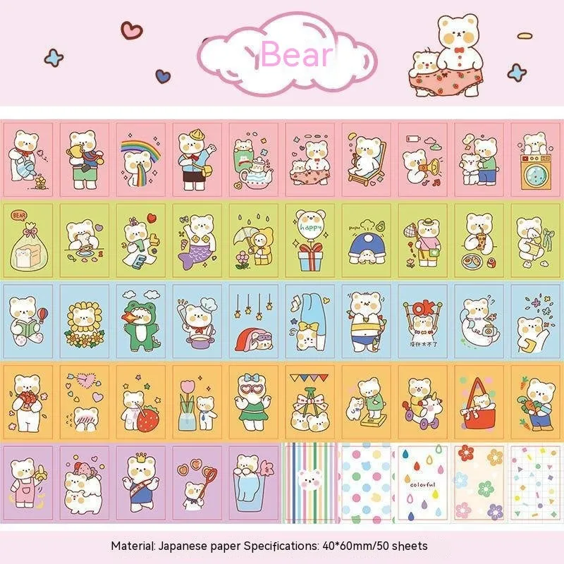 Hand-drawn heart stickers with cartoon characters for notebooks and screen protectors