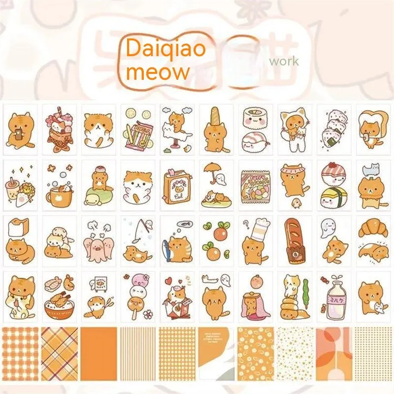 Hand-drawn heart stickers with cartoon characters for notebooks and screen protectors