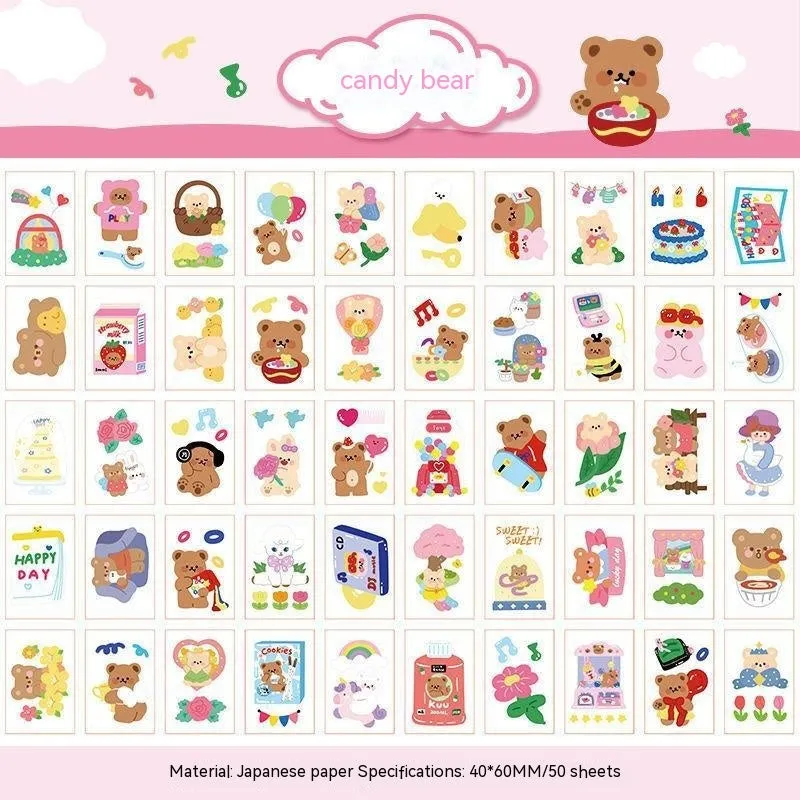 Hand-drawn heart stickers with cartoon characters for notebooks and screen protectors