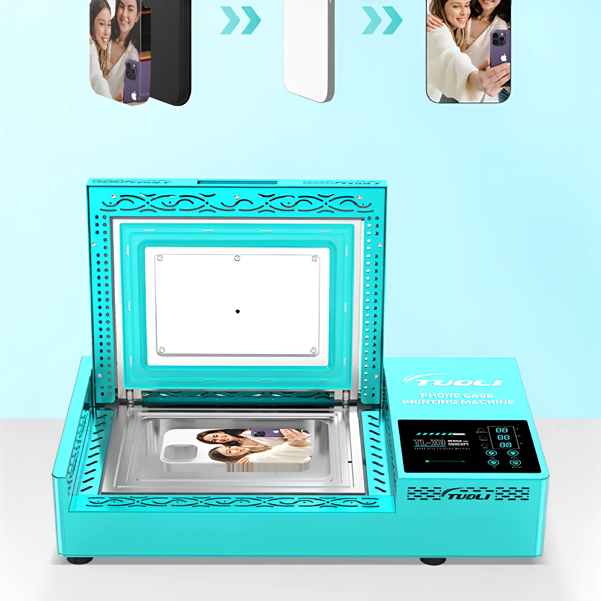 Metal phone case transfer printing press machine for heat transfer customisation