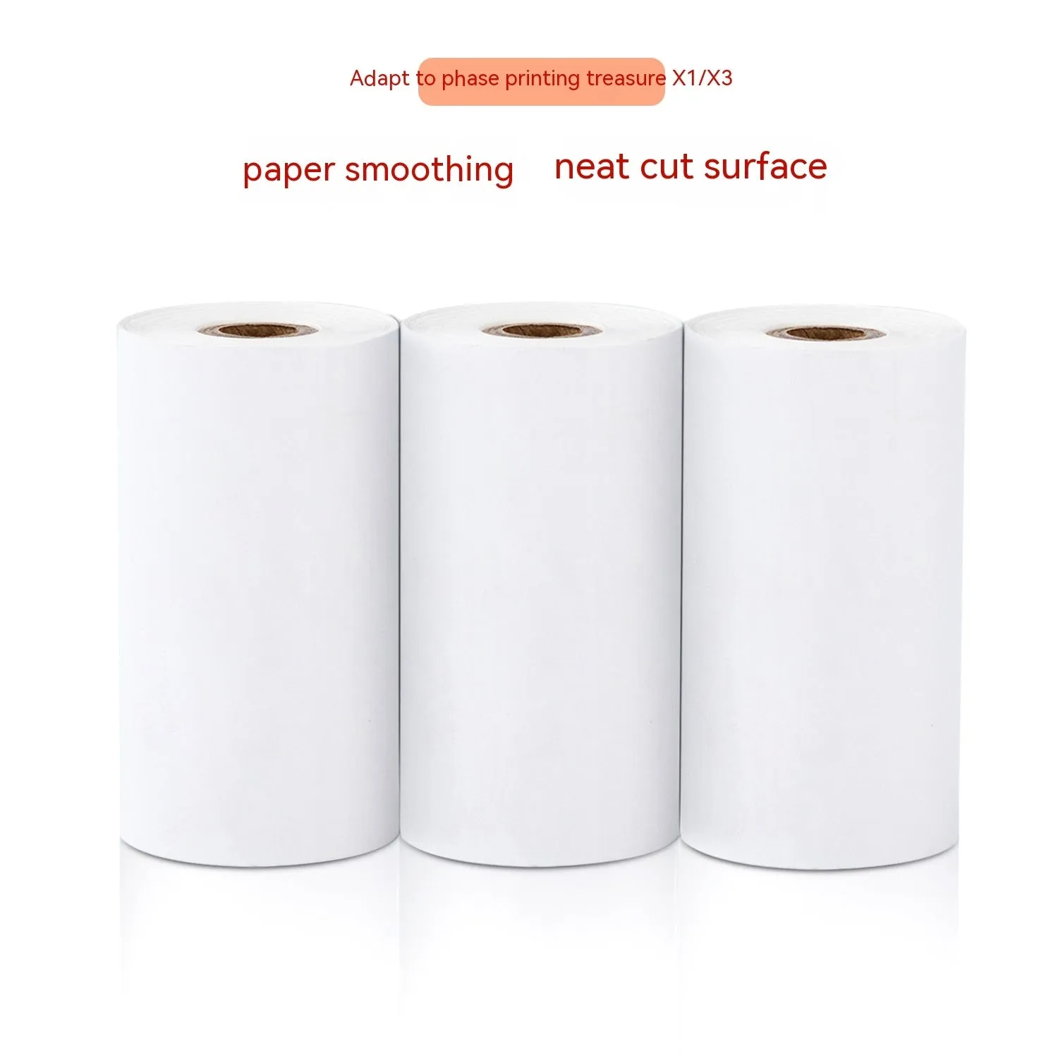 Three rolls of 57mm by 30mm thermal paper for small printers in box packaging