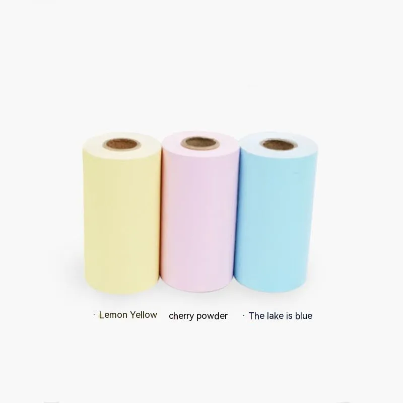 57mm x 30 metre thermal printing paper rolls in pink and yellow for student printers