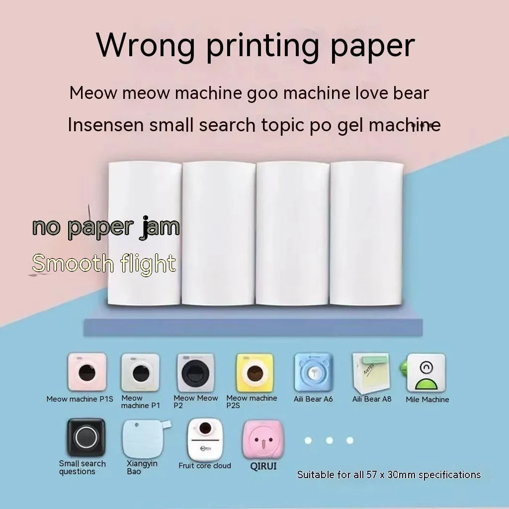 57mm x 30 metre thermal printing paper rolls in pink and yellow for student printers