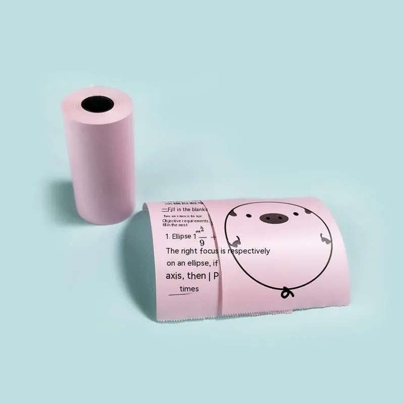 57mm x 30 metre thermal printing paper rolls in pink and yellow for student printers