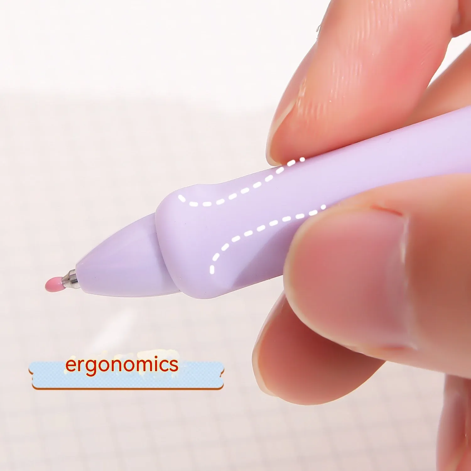 Three macaron-coloured clicker gel pens with 0.5mm fine tips in smoked white, brown, and pink shades