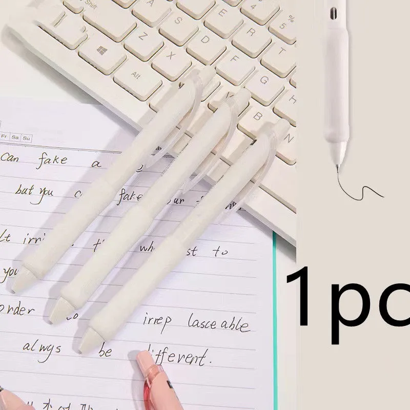 Three macaron-coloured clicker gel pens with 0.5mm fine tips in smoked white, brown, and pink shades