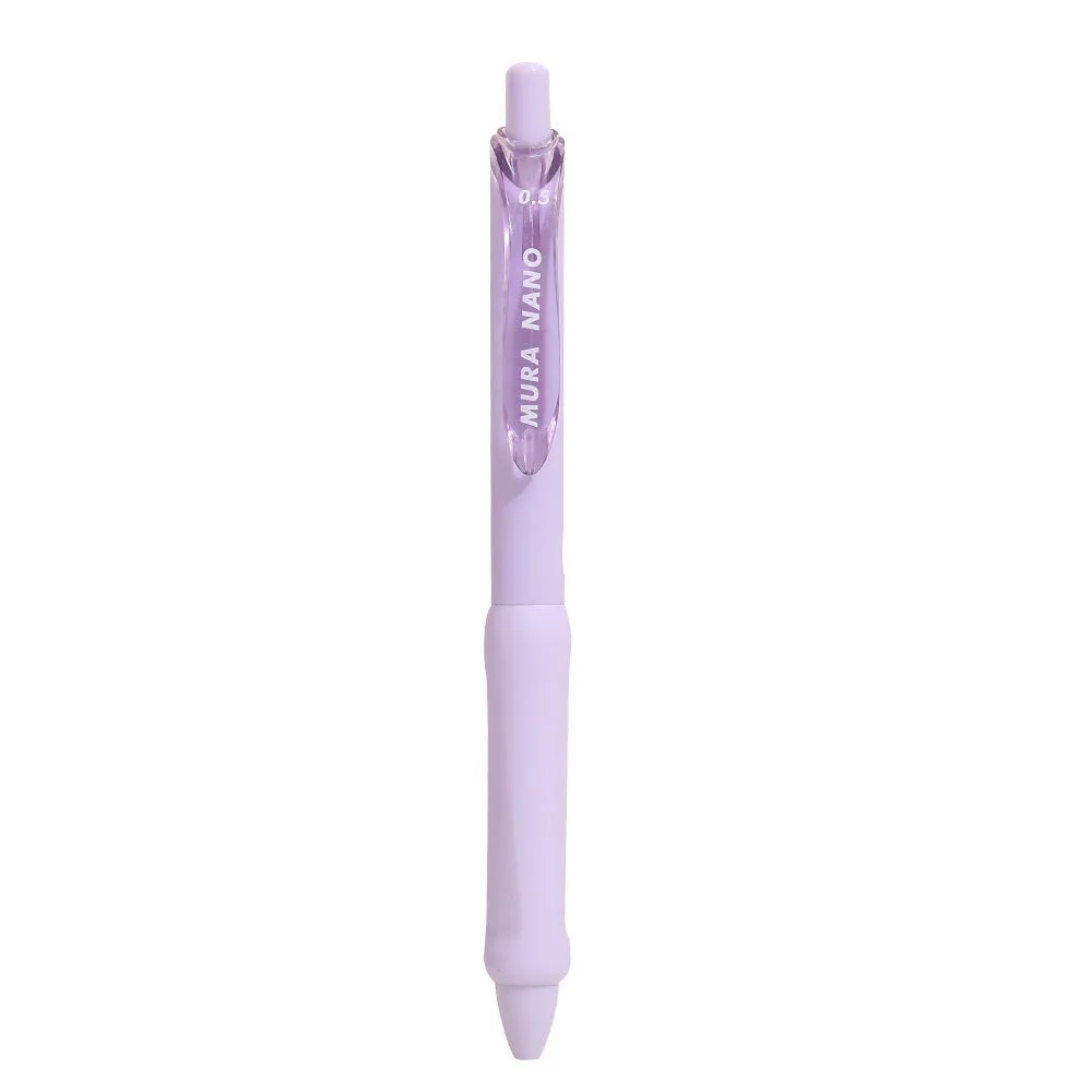 Three macaron-coloured clicker gel pens with 0.5mm fine tips in smoked white, brown, and pink shades