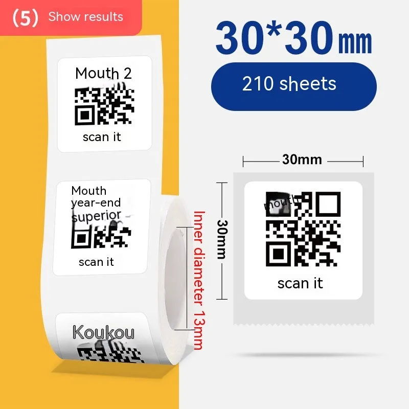 Roll of white 40x40mm four-proof thermosensitive paper adhesive labels for retail pricing applications