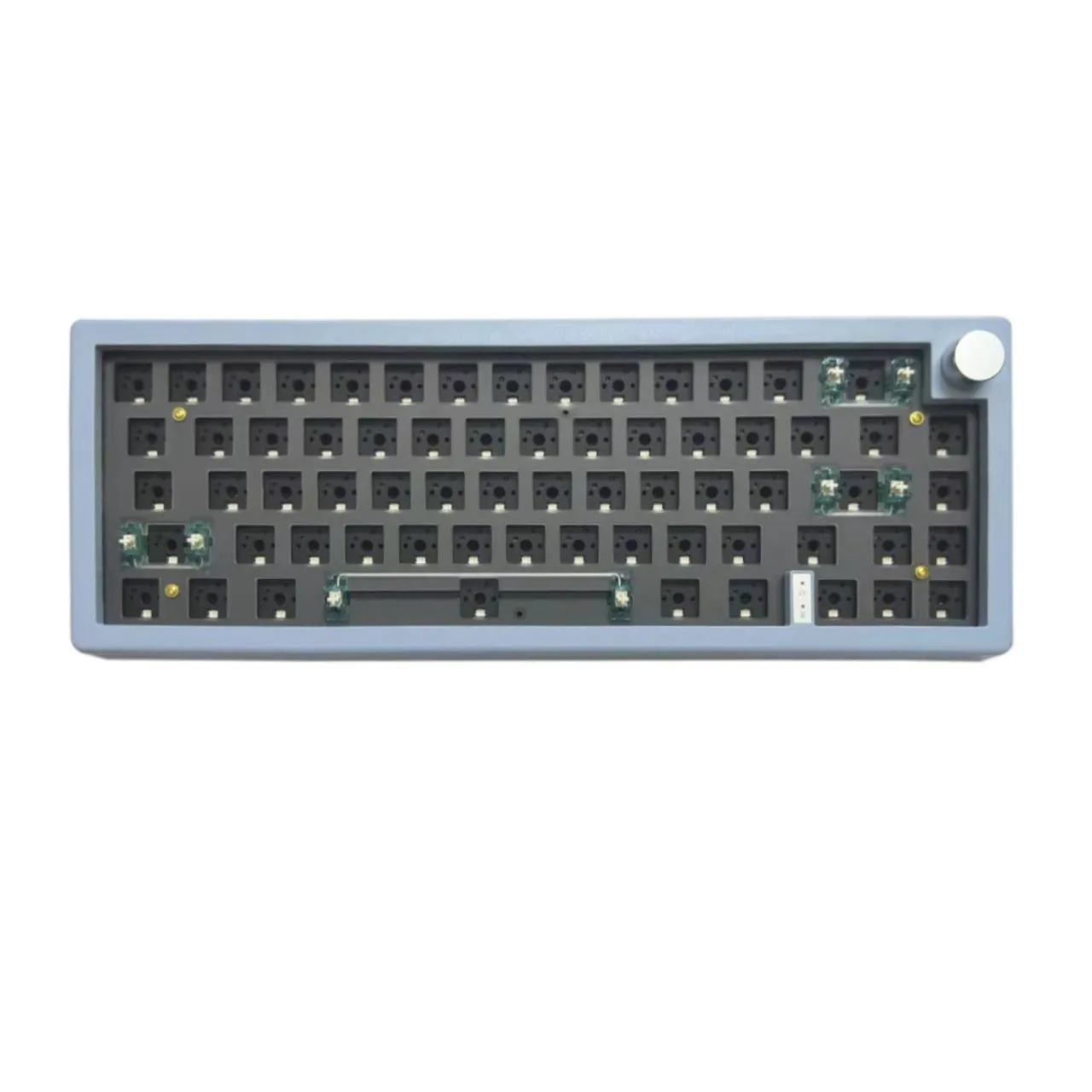 DIY mechanical keyboard kit with RGB lighting and control knob in multiple colour options