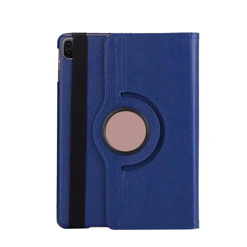 iPad rotating protective sleeve in imitation leather clamshell case showing multiple colour options