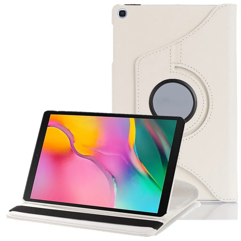 iPad rotating protective sleeve in imitation leather clamshell case showing multiple colour options