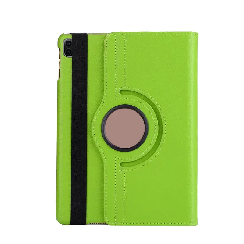 iPad rotating protective sleeve in imitation leather clamshell case showing multiple colour options