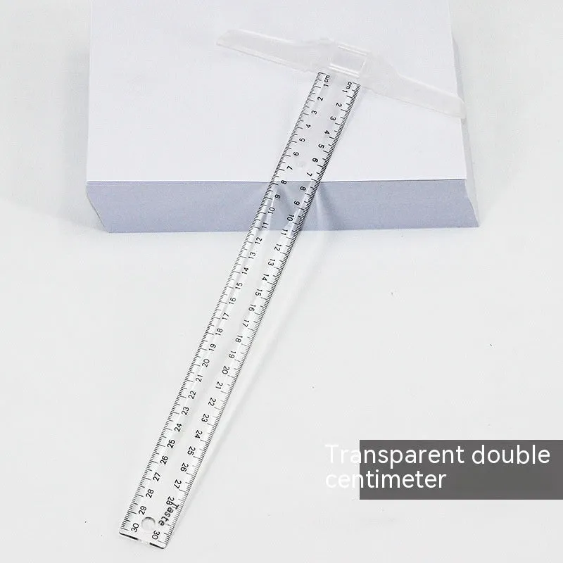 30cm plastic T-shaped ruler with dual scale options in orange yellow colour
