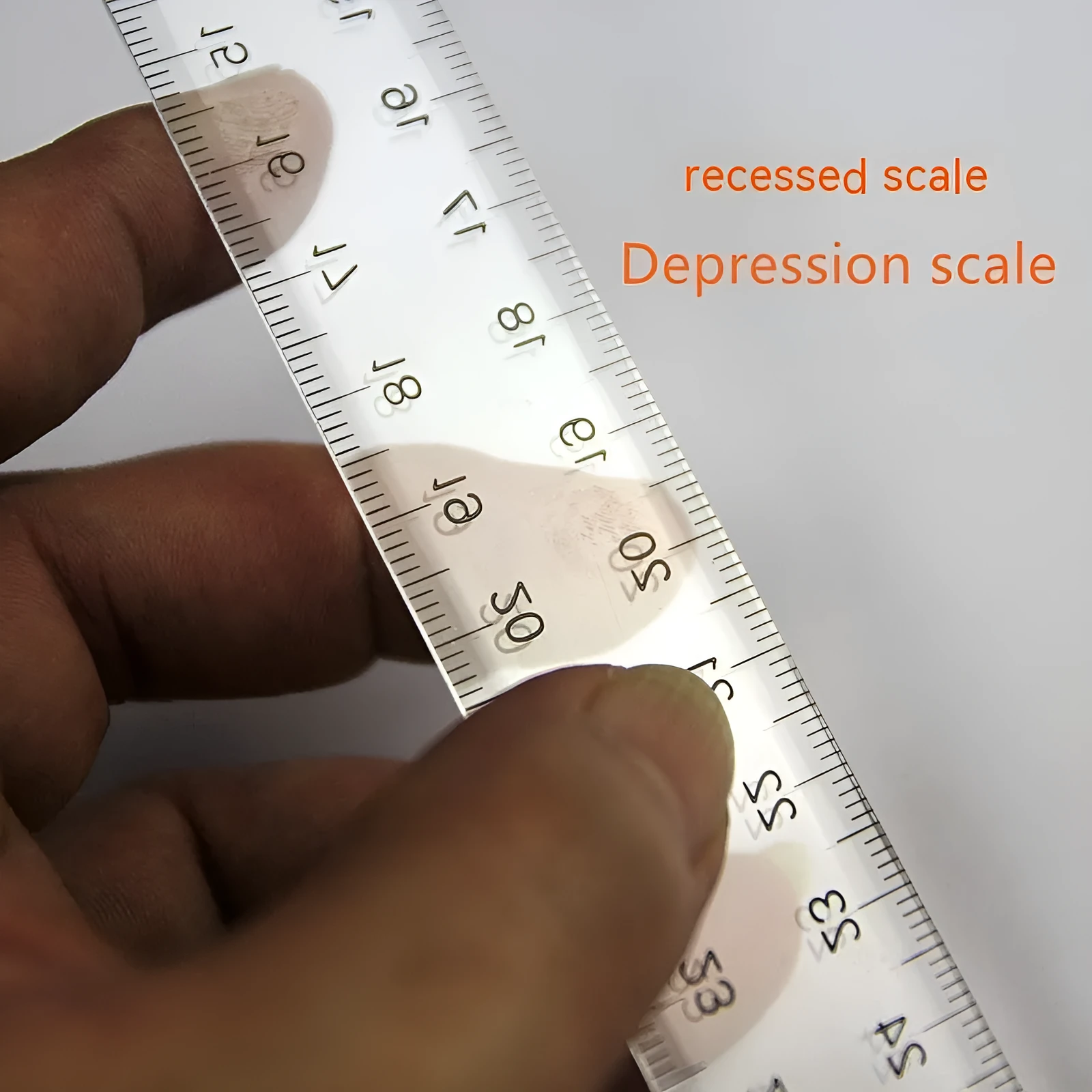 30cm plastic T-shaped ruler with dual scale options in orange yellow colour