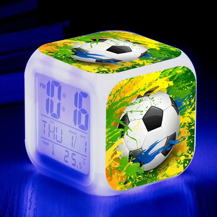 Cartoon football alarm clock with mute function for children in multiple colour options