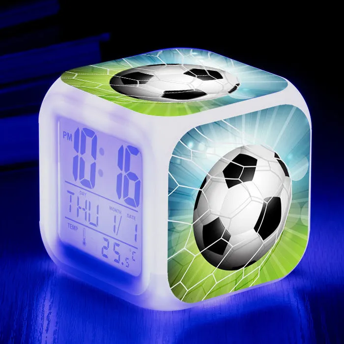 Cartoon football alarm clock with mute function for children in multiple colour options