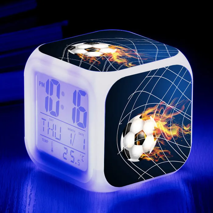 Cartoon football alarm clock with mute function for children in multiple colour options