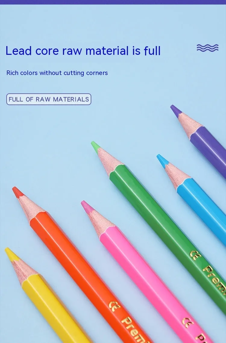 Set of wooden double-headed coloured pencils in 12-piece and 6-piece pack options for art students.