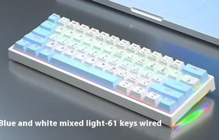 61-key compact mechanical keyboard with hot-swappable switches and bluish-black black tea shaft