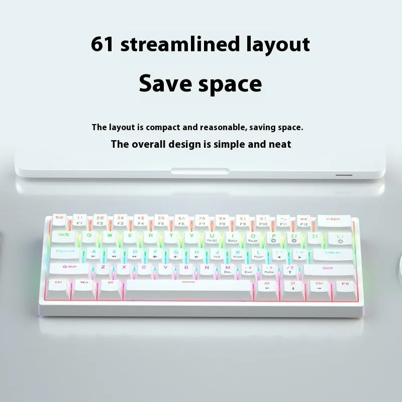 61-key compact mechanical keyboard with hot-swappable switches and bluish-black black tea shaft