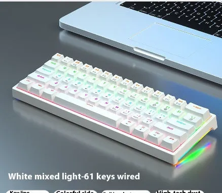 61-key compact mechanical keyboard with hot-swappable switches and bluish-black black tea shaft