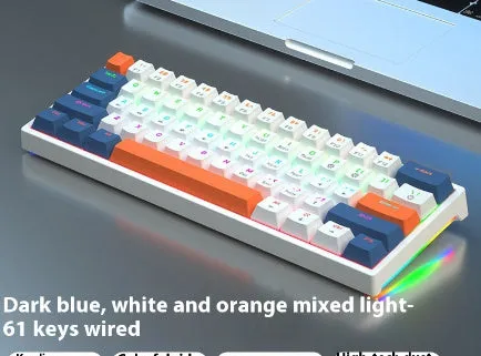 61-key compact mechanical keyboard with hot-swappable switches and bluish-black black tea shaft