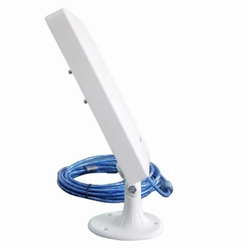White high power USB wireless network card with Type USB connector.