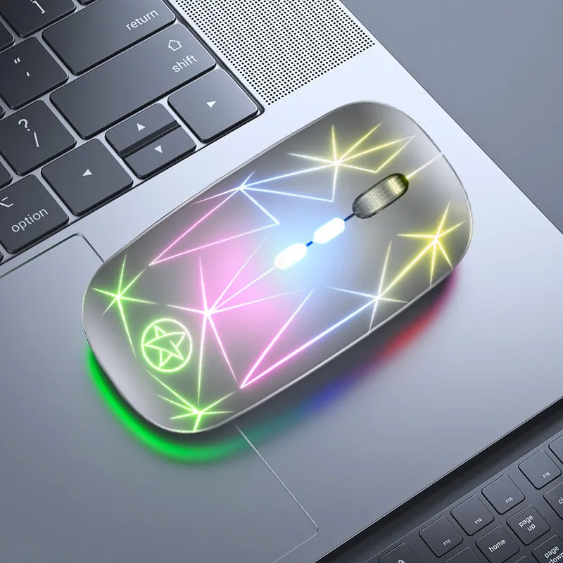 Wireless Bluetooth gaming mouse with luminous charging indicator and metal scroll wheel in black colour