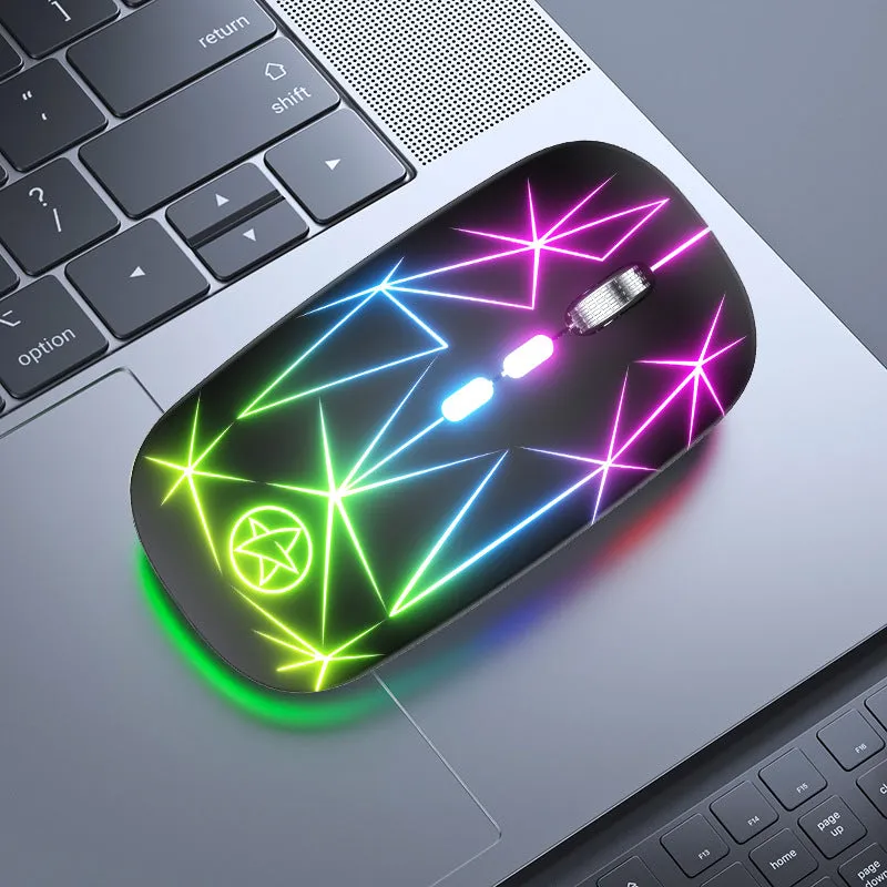 Wireless Bluetooth gaming mouse with luminous charging indicator and metal scroll wheel in black colour