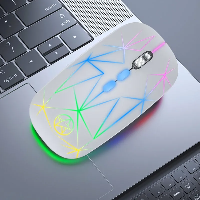 Wireless Bluetooth gaming mouse with luminous charging indicator and metal scroll wheel in black colour