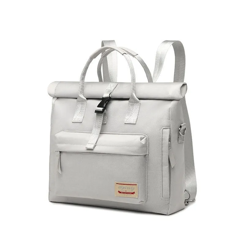 Shockproof anti-drop laptop bag in waterproof nylon showing beige grey, cherry blossom pink, and starry black colour options