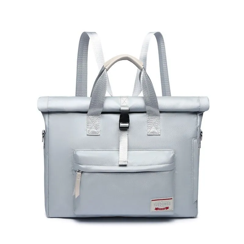 Shockproof anti-drop laptop bag in waterproof nylon showing beige grey, cherry blossom pink, and starry black colour options