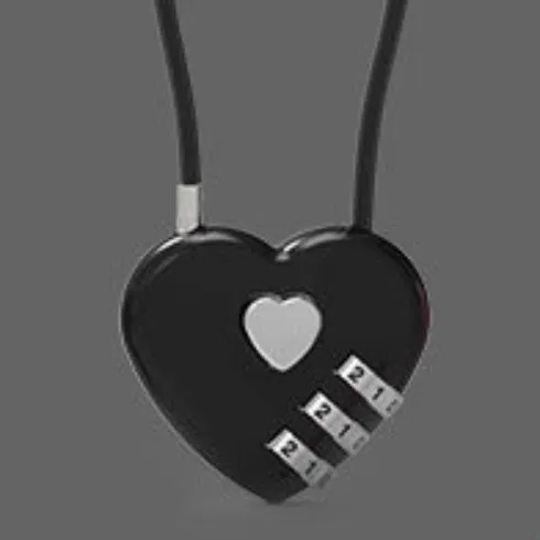 Peach Heart shaped wire rope lock in ABS plastic for securing bicycle helmets.