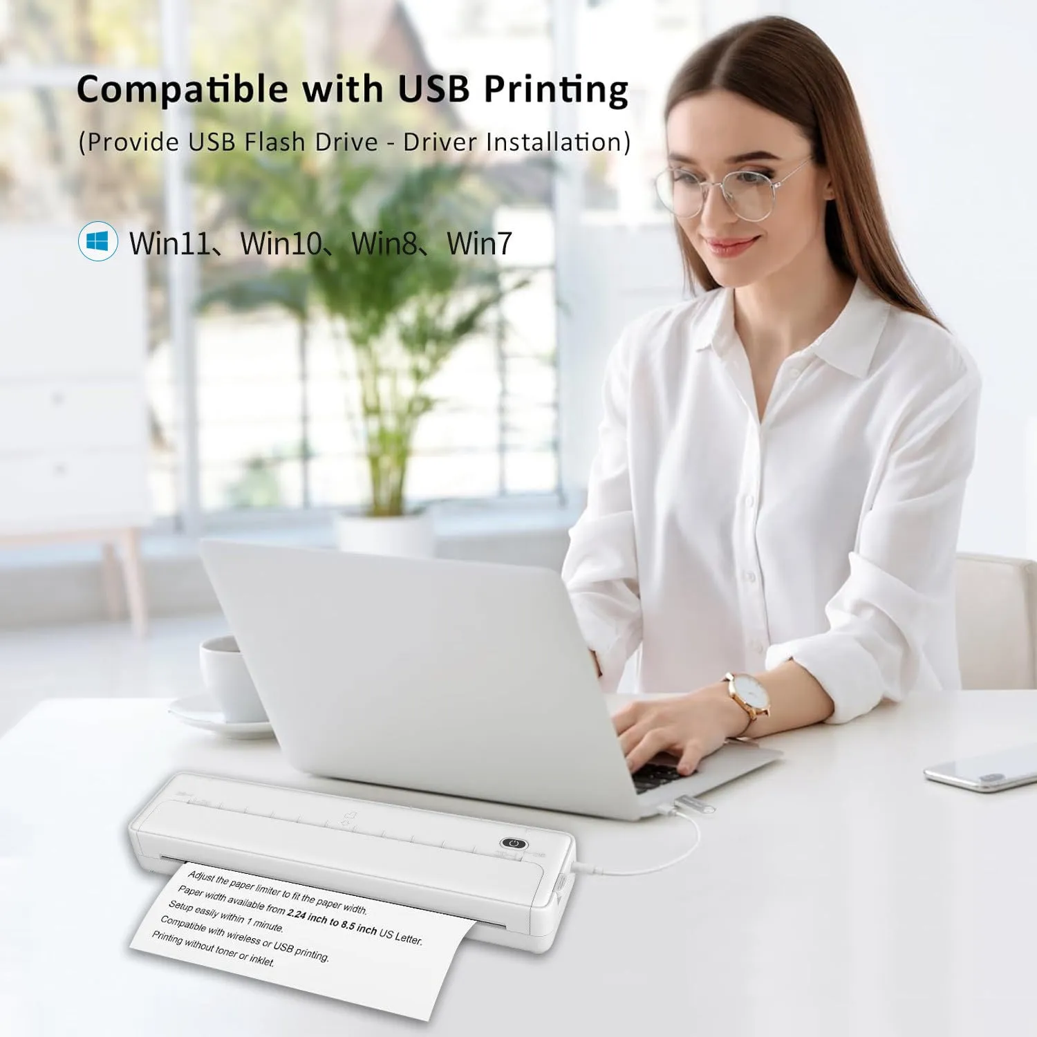 Black portable A4 printer with Bluetooth wireless connectivity for mobile phone printing