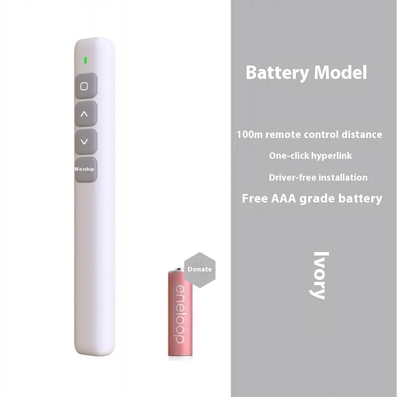 Whiteboard remote control pen for PPT presentations with universal receiver in multiple colour options