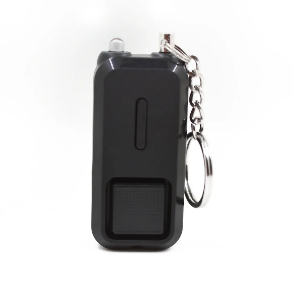 ZQ-202 personal safety alarm in five colour options showing compact 65mm x 30mm x 12mm dimensions