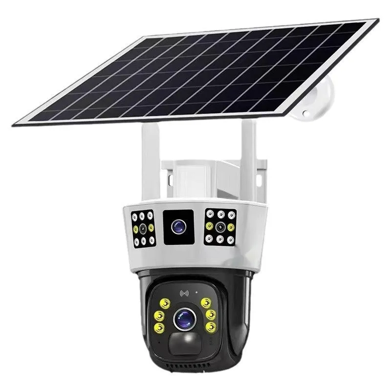Solar binocular three-screen surveillance camera with dual connectivity options