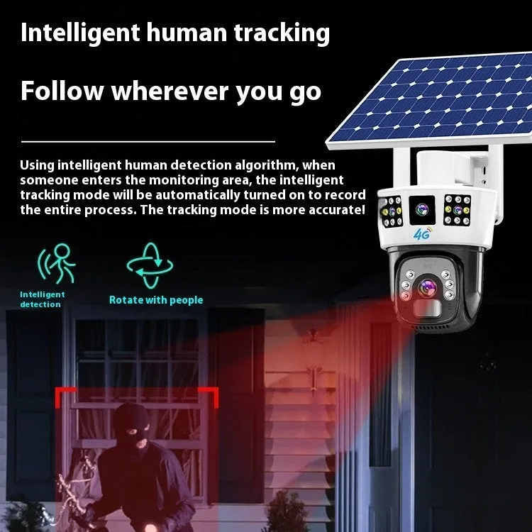 Solar binocular three-screen surveillance camera with dual connectivity options
