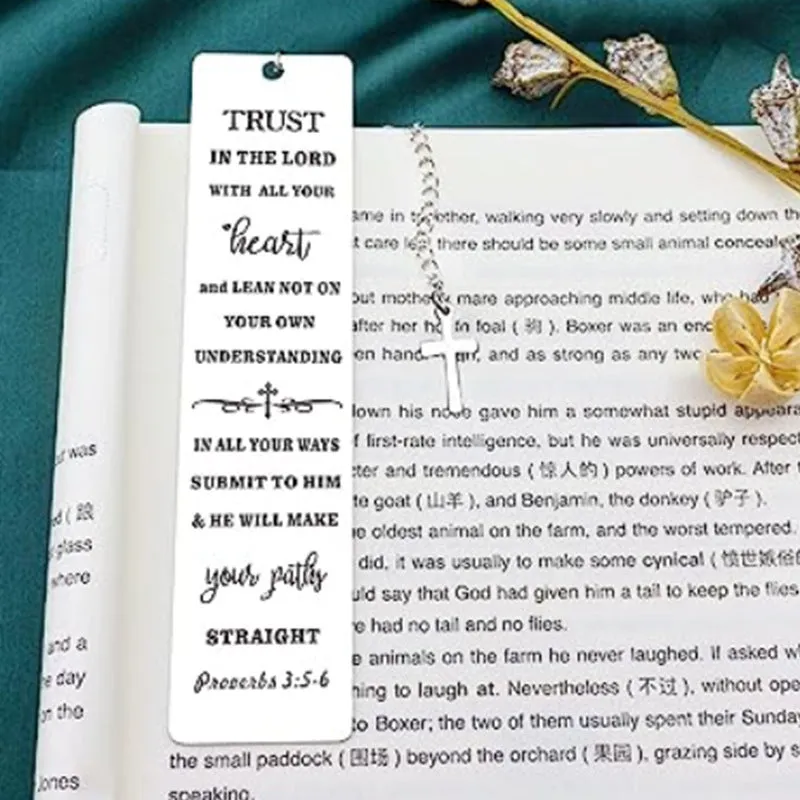 Stainless steel bookmark with engraved Bible verse design in CF-S5170 steel colour