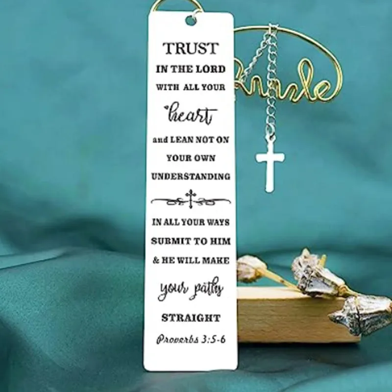 Stainless steel bookmark with engraved Bible verse design in CF-S5170 steel colour
