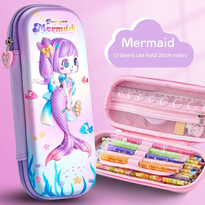 3D leather pencil case with embossed character design showing detailed astronaut or fantasy creature artwork