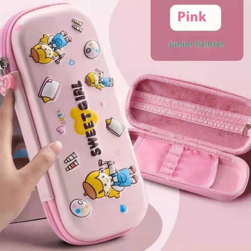 3D leather pencil case with embossed character design showing detailed astronaut or fantasy creature artwork