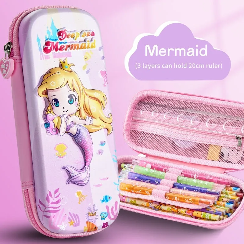 3D leather pencil case with embossed character design showing detailed astronaut or fantasy creature artwork